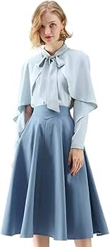 CHICWISH Women's Classic Simplicity Blue A-Line Midi Skirt